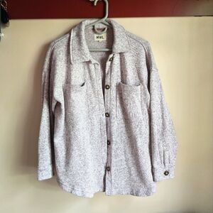 Madewell Heather Thistle Oversized Button-up Fleece Shirt-jacket - M